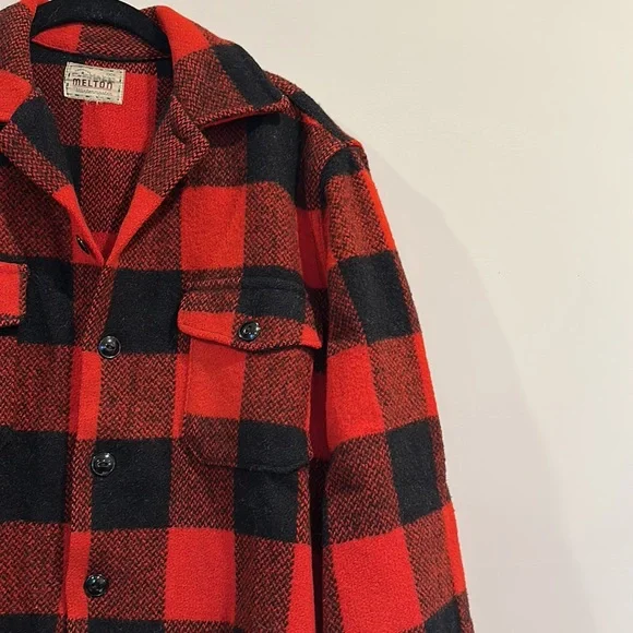 Vintage Melton Buffalo Plaid Jacket